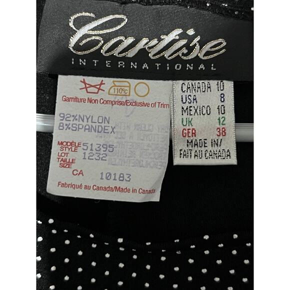 Cartise Black White Polkadot Beaded Fringe Elegant Gatsby Midi Dress size 8 NWT - Picture 7 of 7